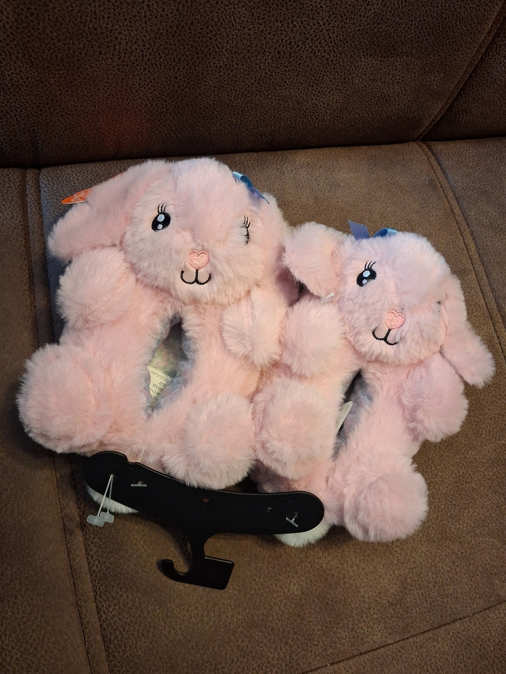 Wonder Nation Plush Pink Bunny Cozy Slippers Size 5-6 Girls